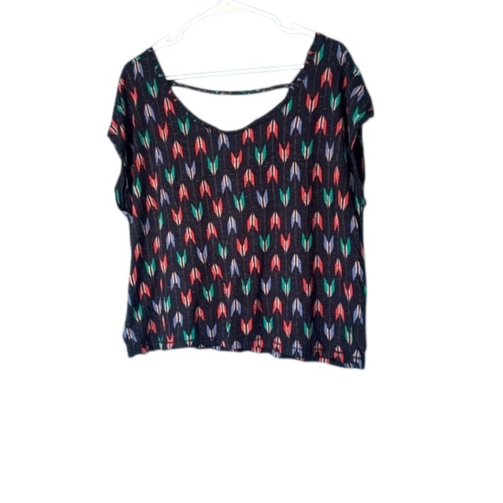 Aerie Black Top with Red and Green Accents